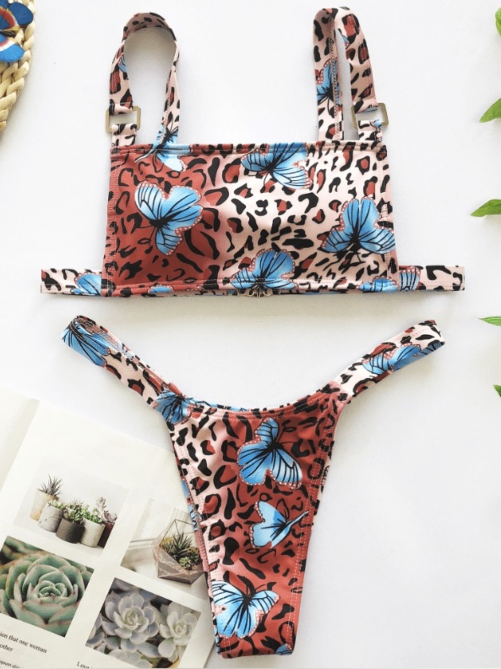 Leopard Blue Butterfly Bikini Set Size Small